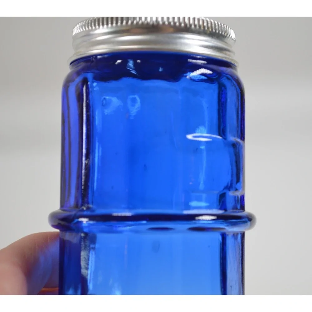 Vintage Cobalt Blue Hoosier Mission Style Ribbed Spice Shaker‎ Rack Jar